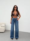 Kadın Bol Paça Denim Pantolon