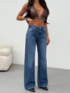 Kadın Bol Paça Denim Pantolon