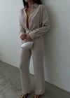 Kadın Bürümcük Dokulu Oversize Gömlek ve Bol Paça Pantolon Takım