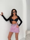 Kadın Cut-Out Detaylı Kemerli Jean Mini Etek - Tasarım Denim Etek