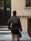 Kadın Dik Yaka Reglan Kol Beli Kuşaklı Kısa Trençkot Ceket