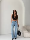 Kadın Dikiş Detaylı Wide Leg Jean Pantolon