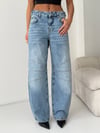 Kadın Dikiş Detaylı Wide Leg Jean Pantolon