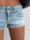 Kadın Düşük Bel Mini Denim Şort Arkası Kapaklı Cepli Kot Şort