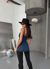 Kadın Fermuarlı ve Cepli Lıkralı Denim Elbise