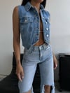 Kadın Gömlekı Slim Fit Kısa Denim Yelek