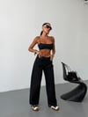 Kadın High Waist Rahat Kesim Dökümlü Wide Leg Jean Pantolon