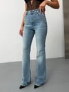 Kadın High Waist Rahat Kesim Dökümlü Wide Leg Jean Pantolon