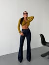 Kadın High Waist Rahat Kesim Dökümlü Wide Leg Jean Pantolon