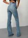 Kadın High Waist Rahat Kesim Dökümlü Wide Leg Jean Pantolon