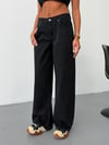 Kadın High Waist Rahat Kesim Dökümlü Wide Leg Jean Pantolon