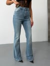 Kadın High Waist Rahat Kesim Dökümlü Wide Leg Jean Pantolon