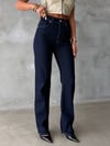 Kadın High Waist Relaxed Fit Düz Kesim Pamuklu Jean Pantolon