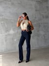 Kadın High Waist Relaxed Fit Düz Kesim Pamuklu Jean Pantolon