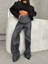 Kadın Işıltılı Wide Leg Pantolon - Yüksek Bel Simli Jean