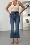 Kadın İspanyol Paça Jean Pantolon-Yüksek Bel Fit Flare Denim