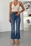 Kadın İspanyol Paça Jean Pantolon-Yüksek Bel Fit Flare Denim