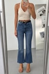 Kadın İspanyol Paça Jean Pantolon-Yüksek Bel Fit Flare Denim