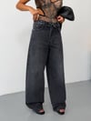 Kadın Katlama Bel Detaylı Baggy Wide Leg Bol Paça Jean Pantolon
