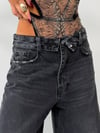 Kadın Katlama Bel Detaylı Baggy Wide Leg Bol Paça Jean Pantolon