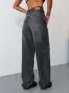 Kadın Katlama Bel Detaylı Baggy Wide Leg Bol Paça Jean Pantolon