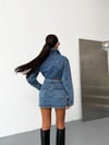 Kadın Kendinden Şortlu Mini Eteklı Düğmeli Denim Kot Tulum