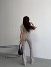 Kadın Kısa Kollu İspanyol Paça Denim Tulum