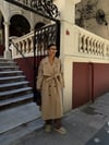 Kadın Kruvaze Yaka Düşük Omuz Uzun Tesettür Trençkot