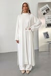 Kadın Kuşaklı Kimono Tunik Ve Geniş Paça Pantolon 3'lü Tesettür Takım