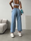 Kadın Lastik Bel Oversize Jogger Jean Pantolon