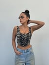 Kadın Leopar Desenli %100 Pamuk Büstiyer – Kolsuz Crop Top, Esnemez, Modern Kesim