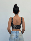 Kadın Leopar Desenli %100 Pamuk Büstiyer – Kolsuz Crop Top, Esnemez, Modern Kesim