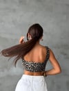Kadın Leopar Desenli %100 Pamuk Büstiyer – Kolsuz Crop Top, Esnemez, Modern Kesim