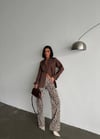 Kadın Leopar Desenli İspanyol Paça Pantolon