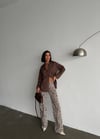 Kadın Leopar Desenli İspanyol Paça Pantolon