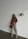 Kadın Leopar Desenli İspanyol Paça Pantolon