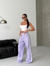 Kadın Leopar Desenli Yüksek Bel Bol Paça Şerit Detaylı Pantolon