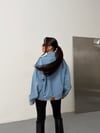 Kadın Oversize Kruvaze Kot Ceket Geniş Yaka Bomber Kesim Denim Ceket