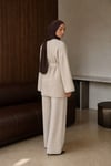 Kadın Rahat Kesim Kimono Yaka Kuşaklı Tesettür Triko İkili Takım