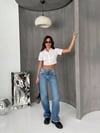 Kadın Taşlanmış Wide Leg Jean Salaş Kesim Bol Paça Denim Pantolon