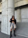Kadın Vintage Yıkamalı Jean Şort – Yüksek Bel Bol Kesim Denim Bermuda Şort