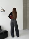 Kadın Yıkamalı Leopar Desenli Wide Leg Jean Pantolon