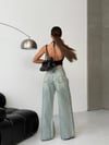 Kadın Yıkamalı Wide Leg Jean Pantolon – Bol Paça Denim