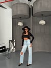Kadın Yırtık Detaylı Yüksek Bel Denim Jean Pantolon