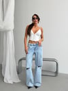 Kadın Yırtıklı Wide Leg Jean Pantolon – Vintage Yıkamalı Bol Paça Denim