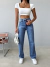 Kadın Yüksek Bel %100 Pamuk Jean Pantolon - Düz Kesim Straight Denim