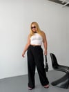 Kadın Yüksek Bel Arka Beli Lastikli Wide Leg Bol Paça Jean Pantolon