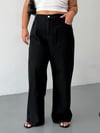 Kadın Yüksek Bel Arka Beli Lastikli Wide Leg Bol Paça Jean Pantolon