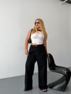 Kadın Yüksek Bel Arka Beli Lastikli Wide Leg Bol Paça Jean Pantolon