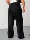 Kadın Yüksek Bel Arka Beli Lastikli Wide Leg Bol Paça Jean Pantolon